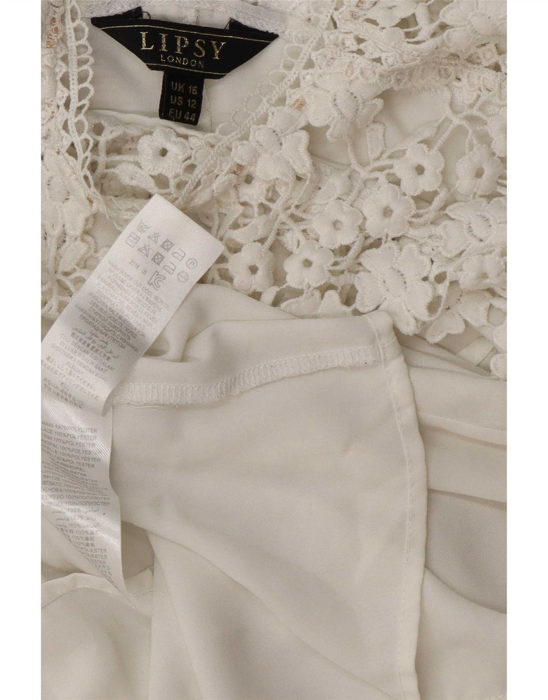 Lipsy Femme Chemisier Top UK 16 Large Blanc Polyester