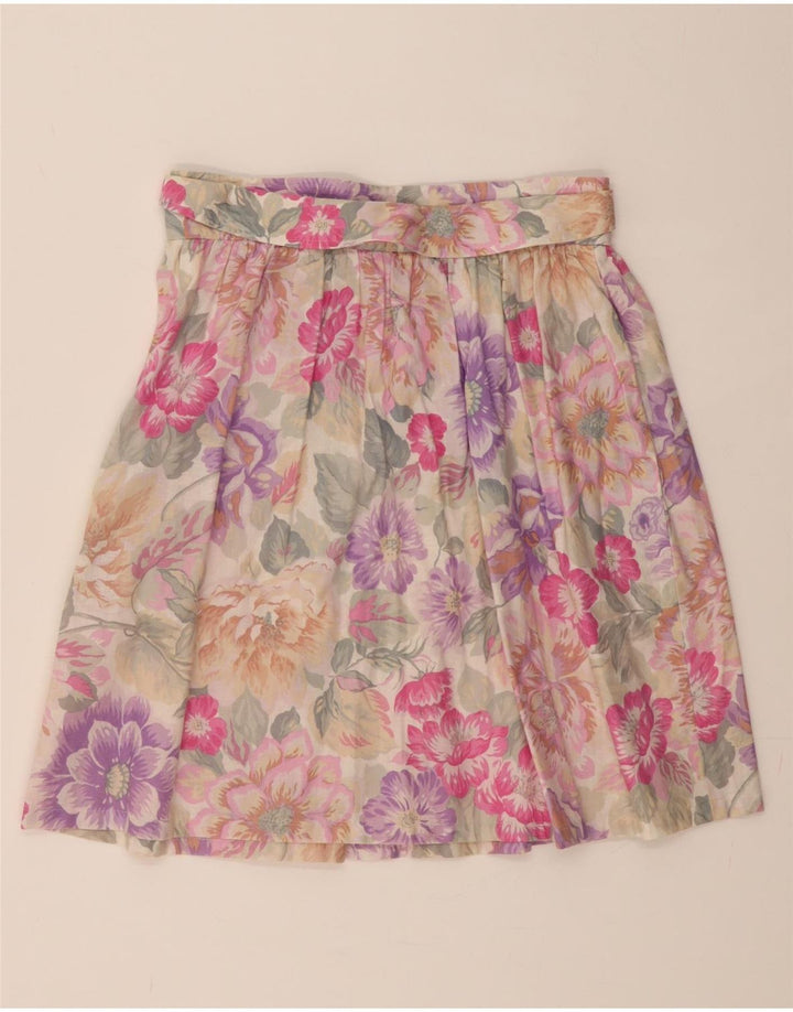 SILVIA Womens Mini Skirt UK 12 Medium W28 Pink Floral Vintage Silvia and Second-Hand Silvia from Messina Hembry 