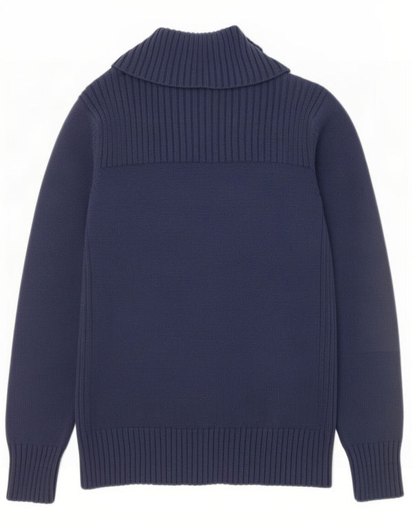Marks & Spencer Pull cardigan zippé pour femme UK 20 2XL Bleu marine Coton
