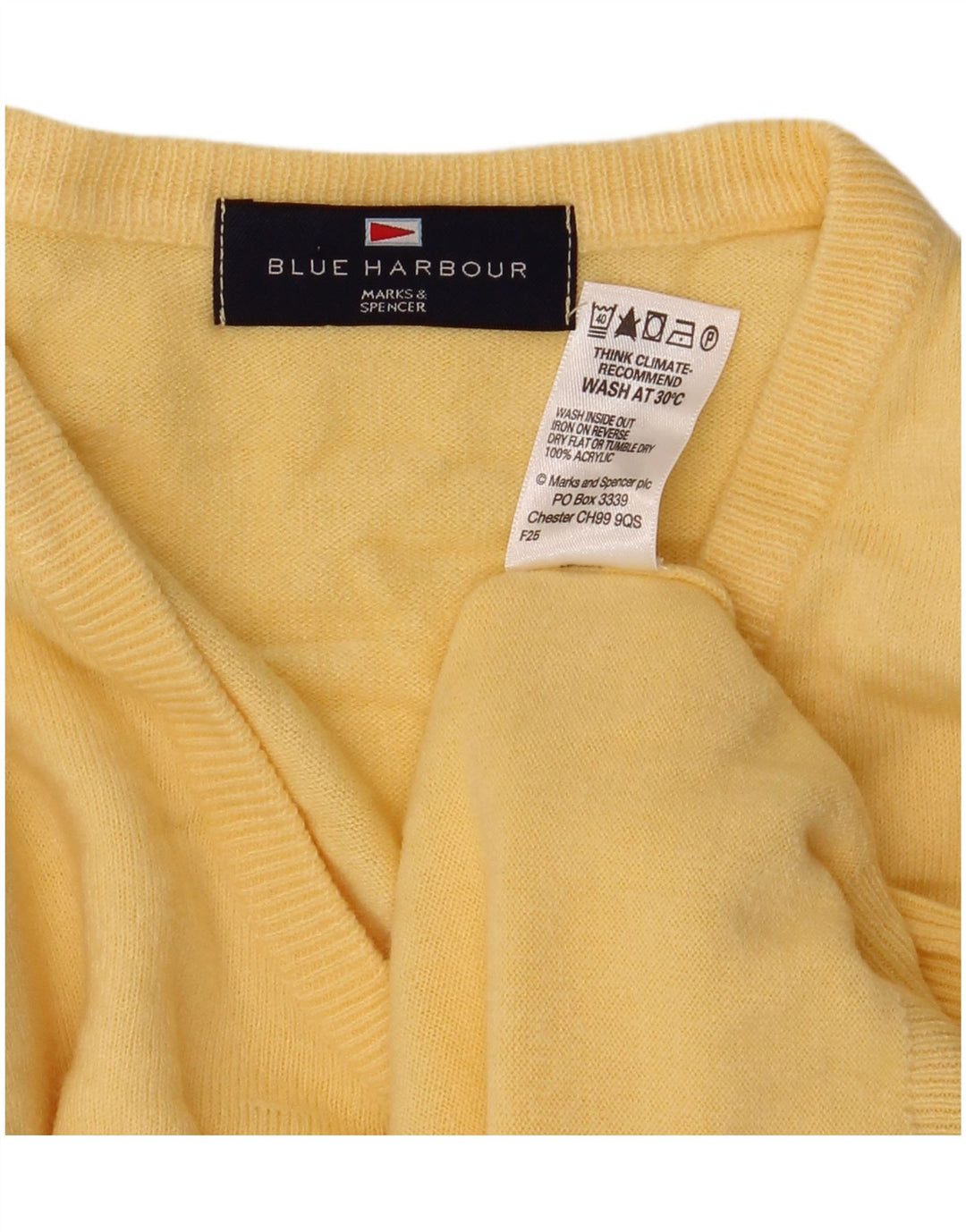 MARKS & SPENCER Pull Blue Harbor Col V Homme Jaune Moyen