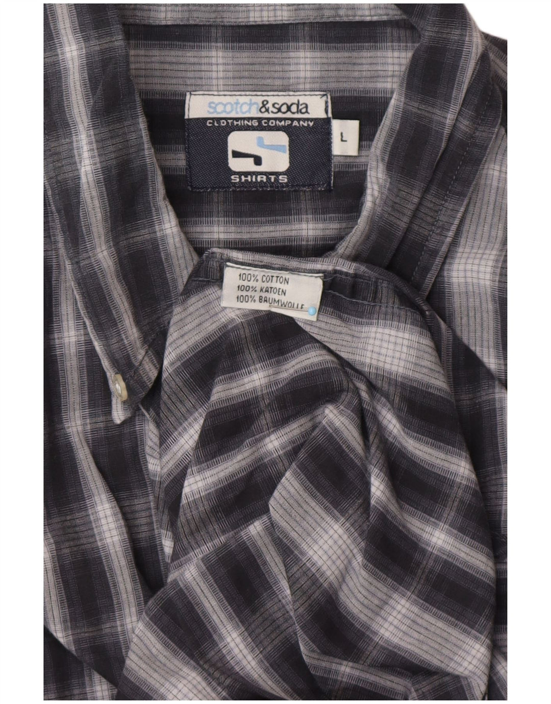 SCOTCH & SODA Chemise Homme Grand Carreau Bleu Marine Coton Classique