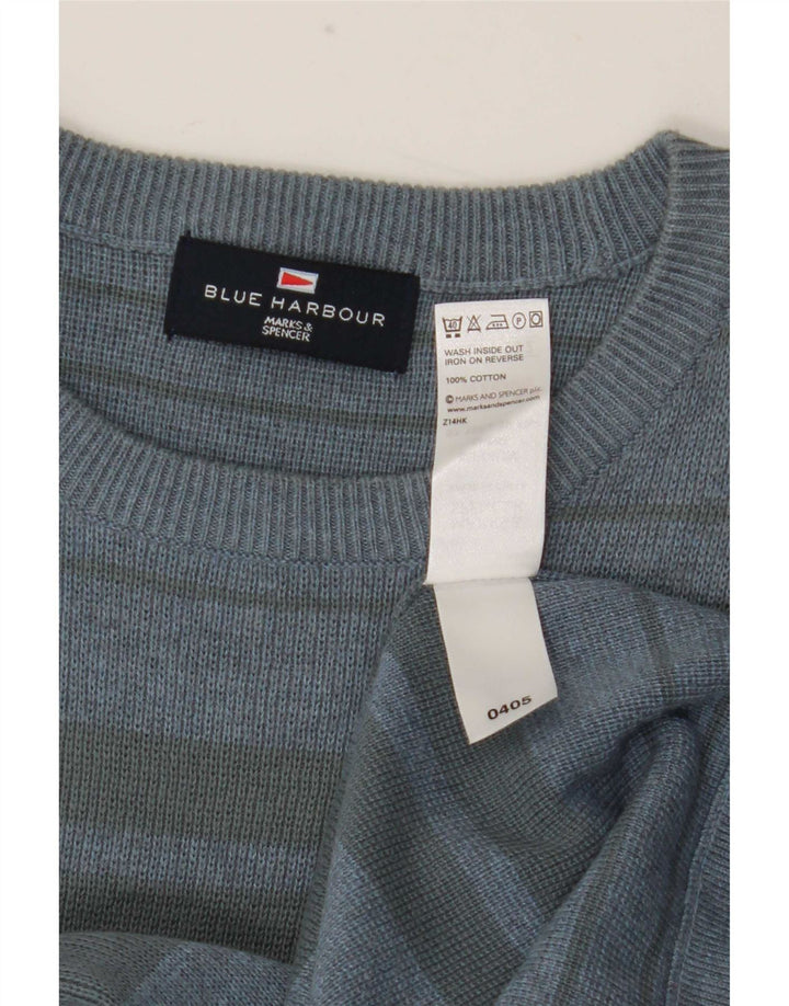 Marks & Spencer Pull à col rond Harbour bleu pour homme à rayures moyennes