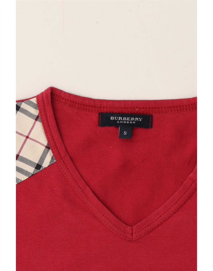 Burberry T-Shirt Femme Top UK 10 Petit Carreau Rouge