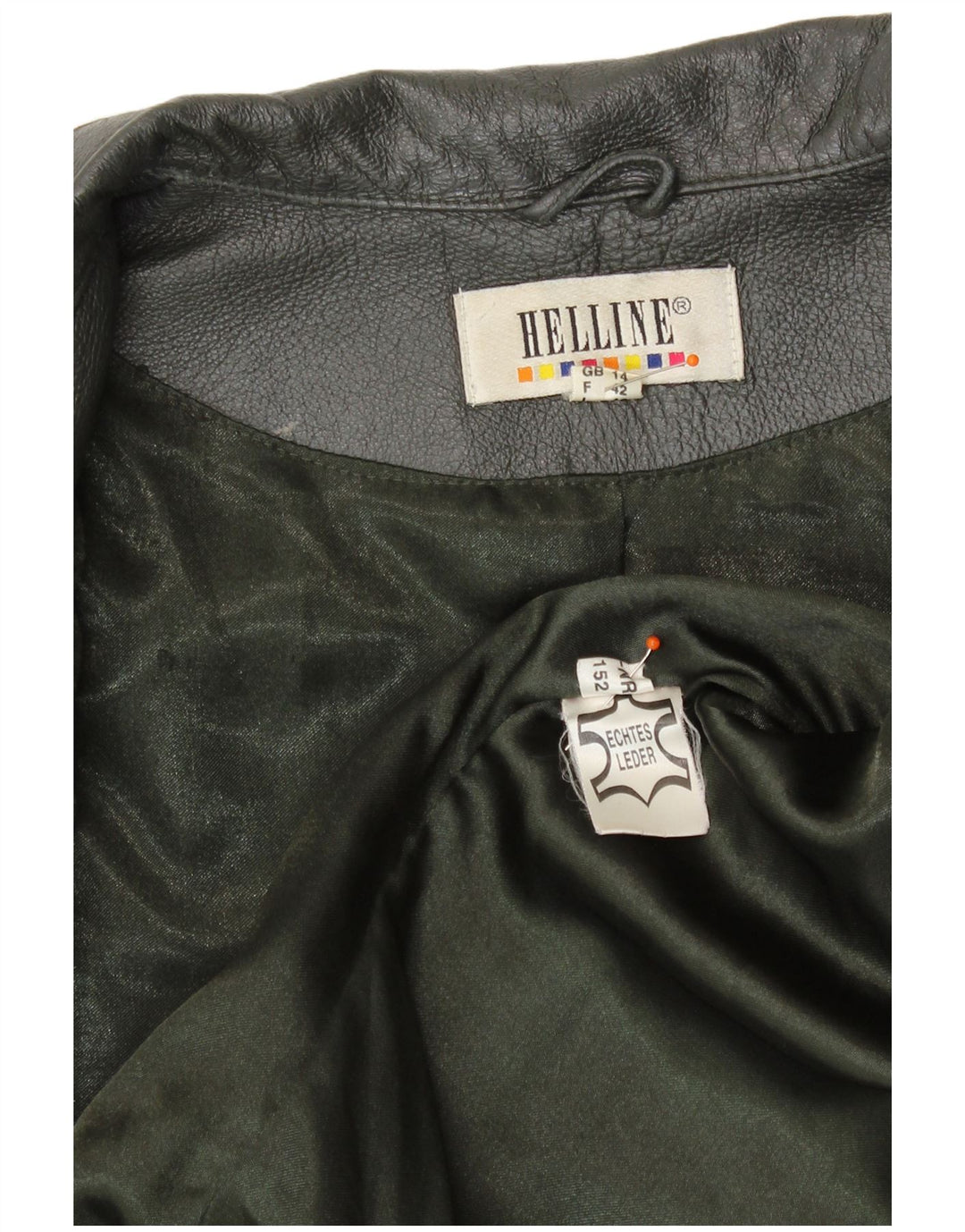 HELLINE Veste en cuir femme UK 14 Cuir vert moyen