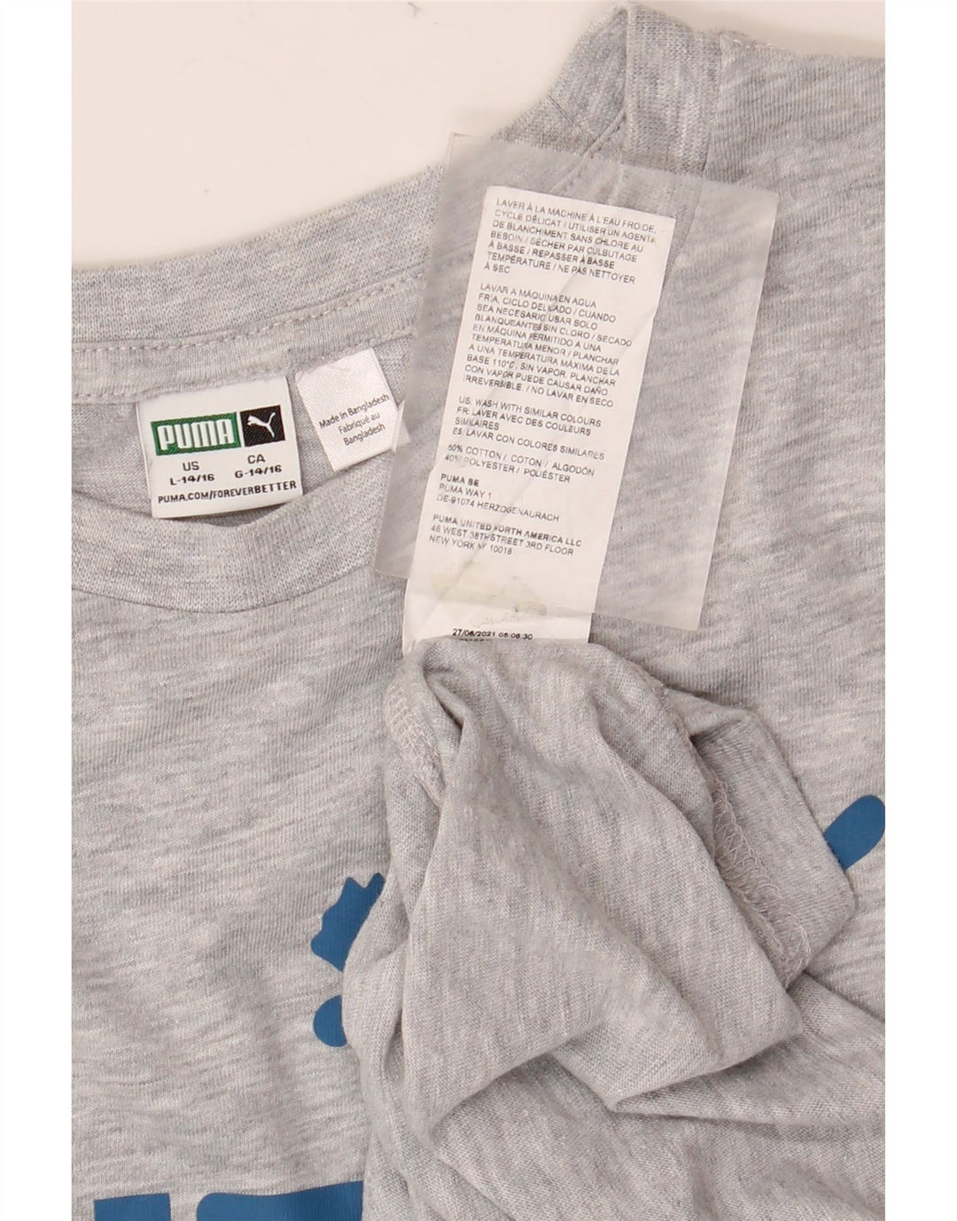 PUMA T-Shirt Graphique Garçon 13-14 Ans Grand Gris Coton