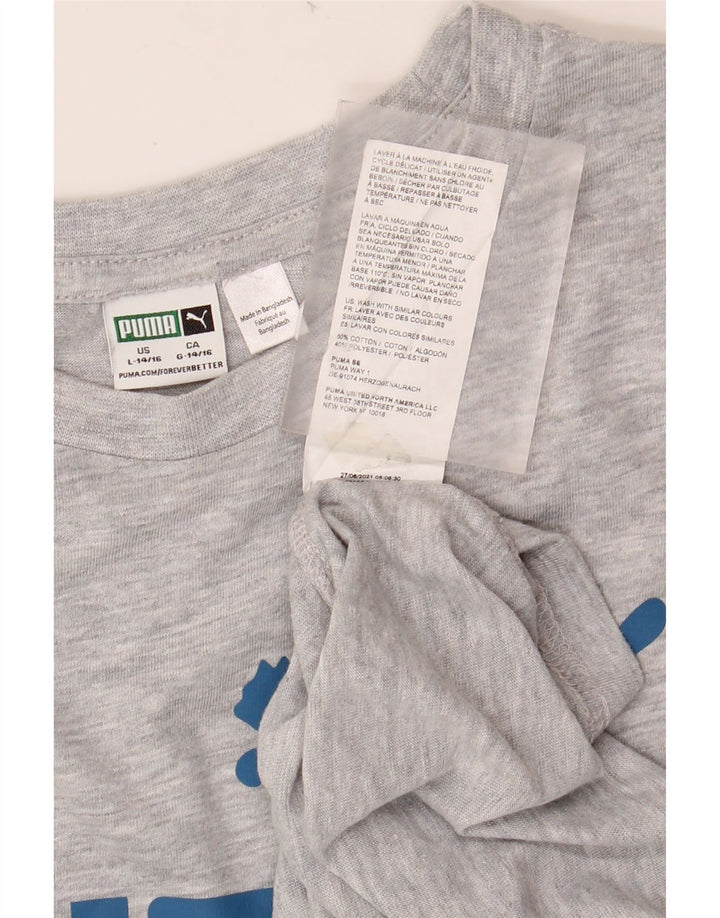 PUMA T-Shirt Graphique Garçon 13-14 Ans Grand Gris Coton