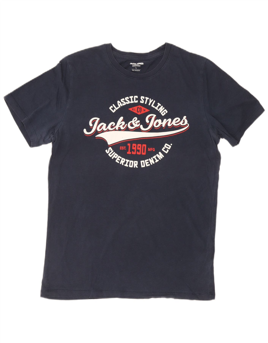 Jack & Jones T-Shirt Graphique Homme Grand Bleu Marine Coton