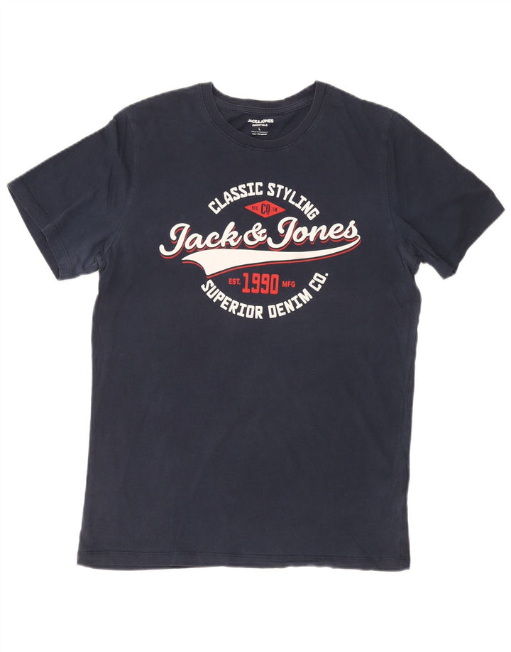 Jack & Jones T-Shirt Graphique Homme Grand Bleu Marine Coton