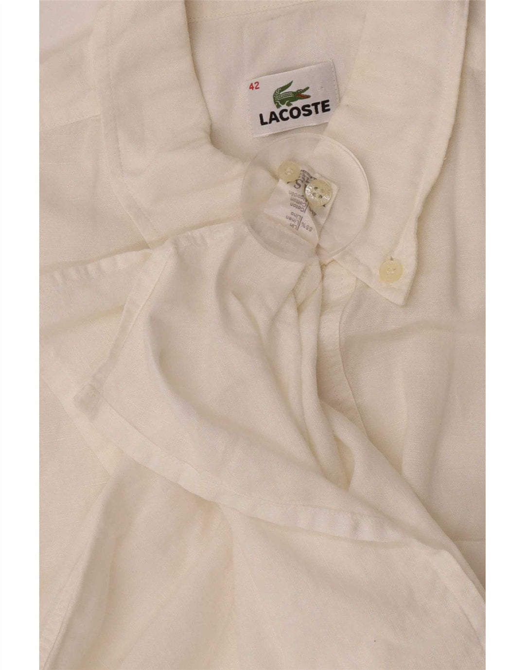 Lacoste Chemise pull à manches courtes pour homme Taille 42 Grand lin blanc