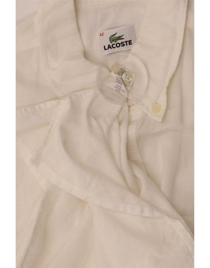 Lacoste Chemise pull à manches courtes pour homme Taille 42 Grand lin blanc