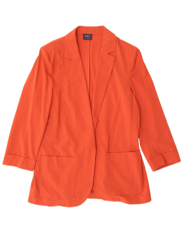 Marks & Spencer Veste blazer ouverte à manches 3/4 pour femme UK 12 Orange moyen