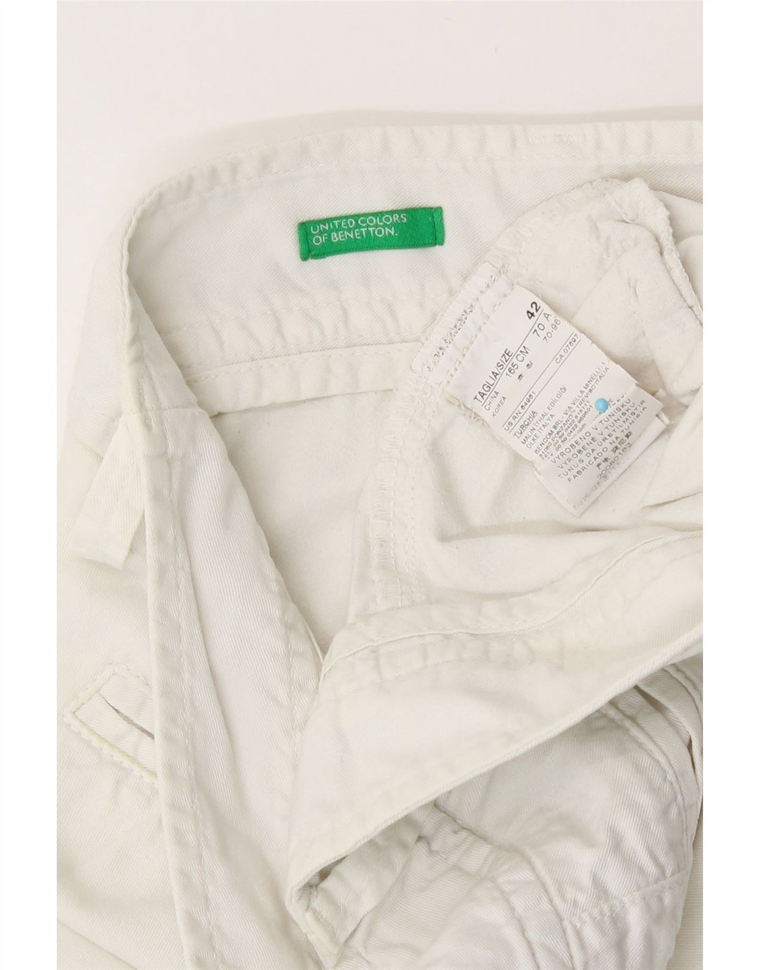 Benetton Short Chino Femme IT 42 Medium W30 Coton Blanc