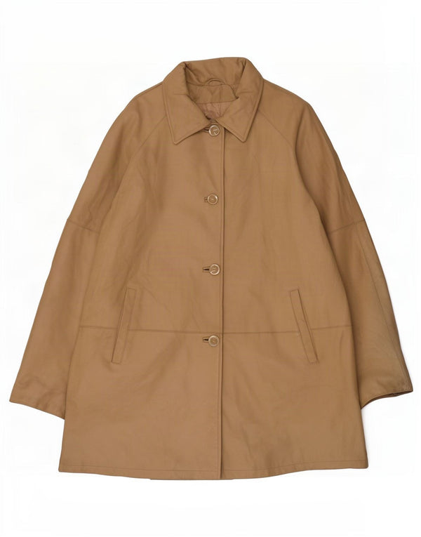 manteau en cuir femme vintage EU 50 3XL Beige Classique