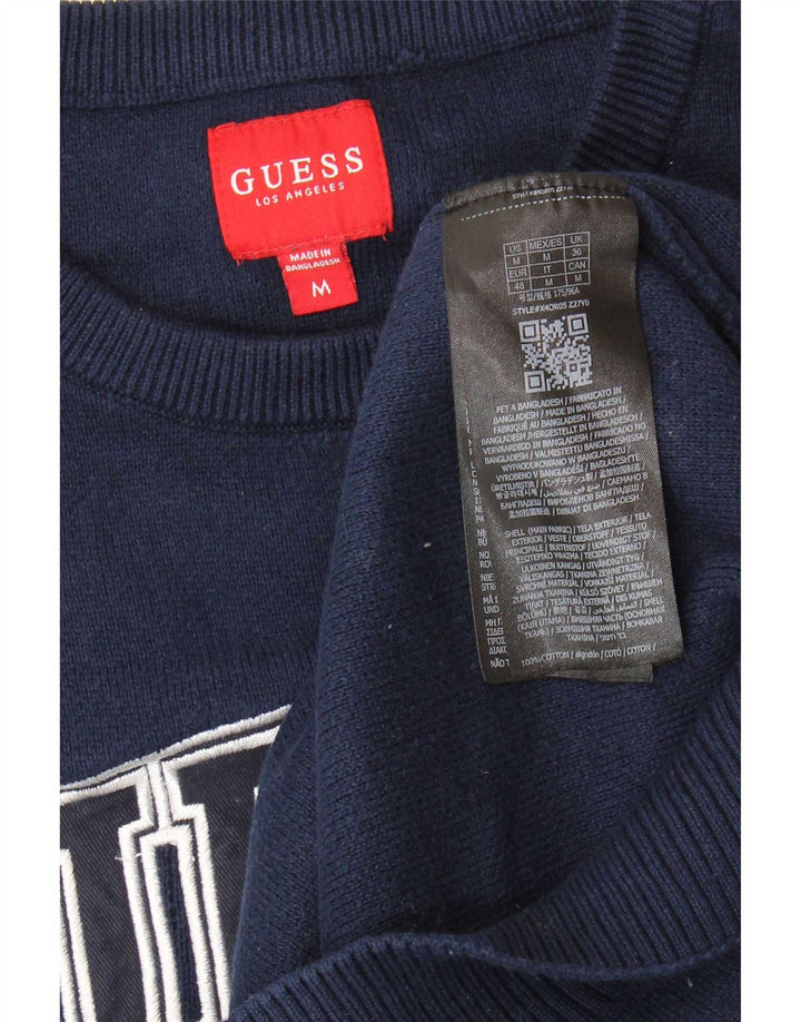Guess Pull Graphique Col Ras du Cou Homme Bleu Marine Moyen Coton