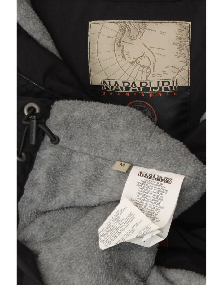 Napapijri Veste Anorak à capuche graphique pour homme UK 38 Medium Noir Polyester