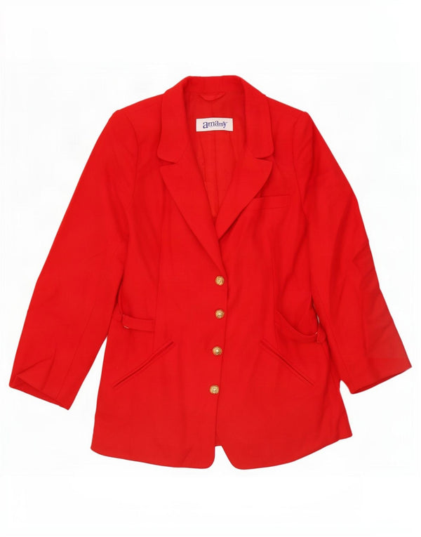 vintage Femme 4 Bouton Blazer Veste UK 14 Rouge Moyen