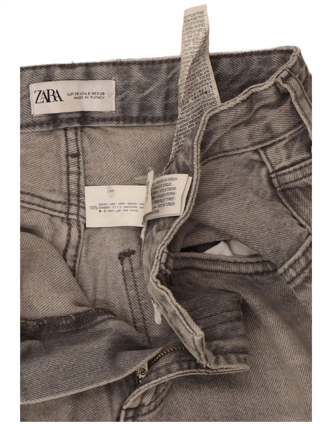 Zara Jean large pour femme EU 38 Medium W28 L33 Gris Coton