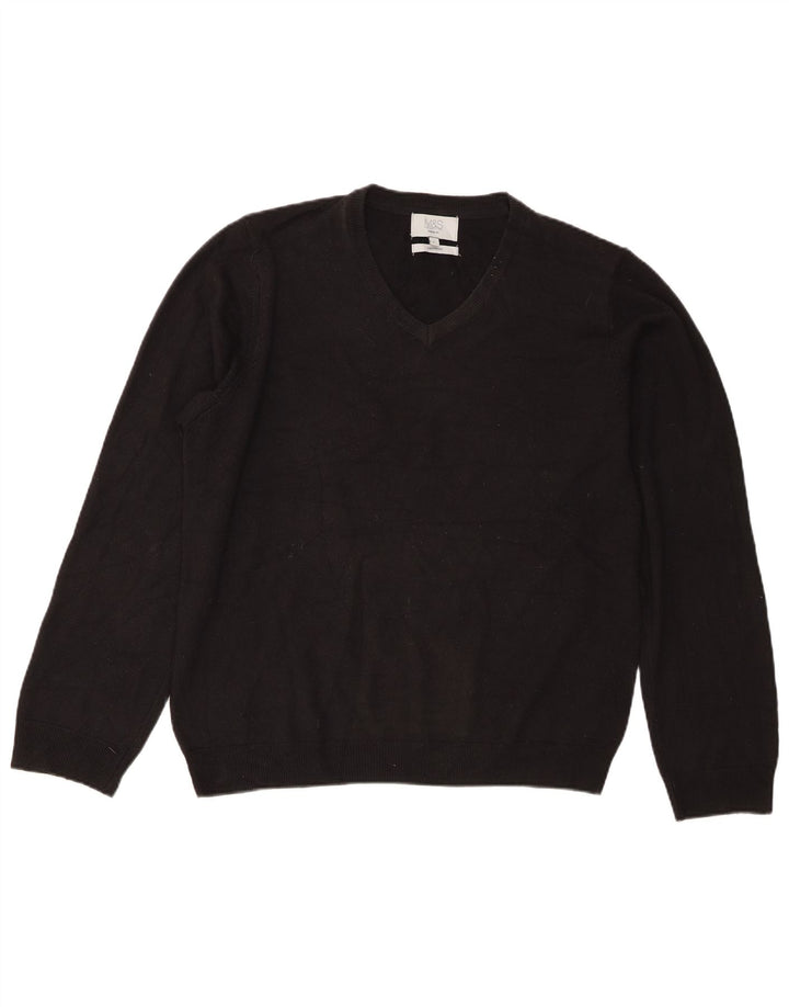 Marks & Spencer Pull coupe classique à col en V pour homme, grand, noir, acrylique