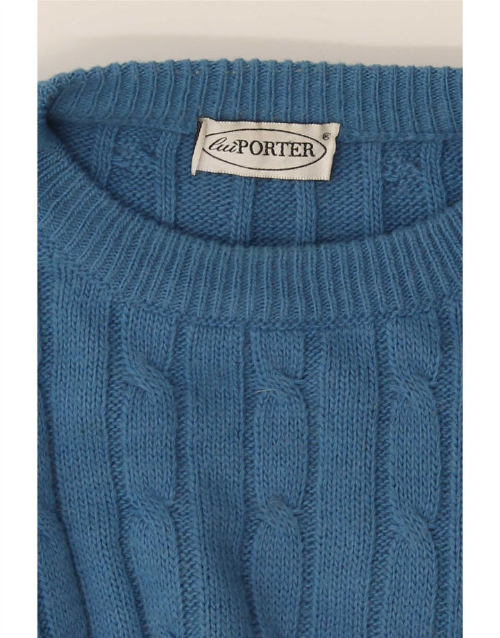 vintage Mens Crew Neck Jumper Pull Grand Bleu