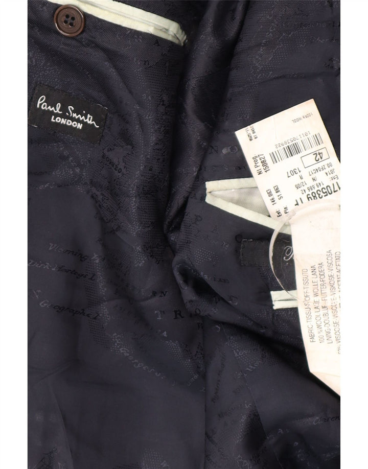 Paul Smith Veste blazer à 2 boutons pour homme UK 42 XL en laine à fines rayures bleu marine
