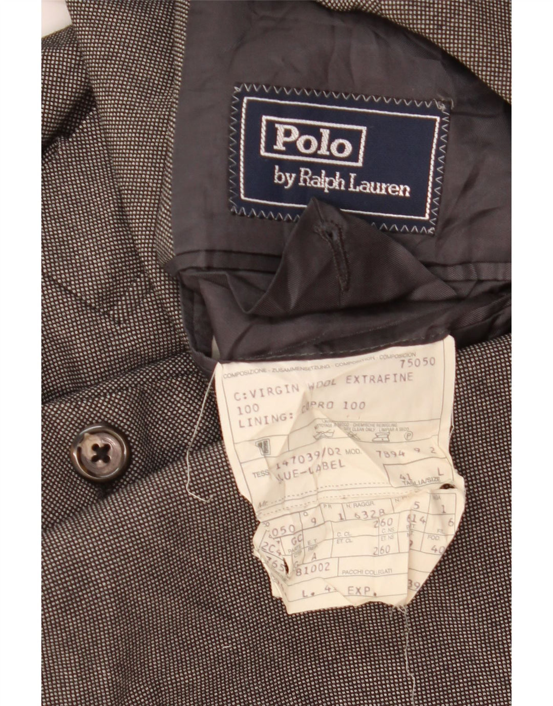 Polo Ralph Lauren Veste blazer longue à 3 boutons pour homme UK 41 Large Gris