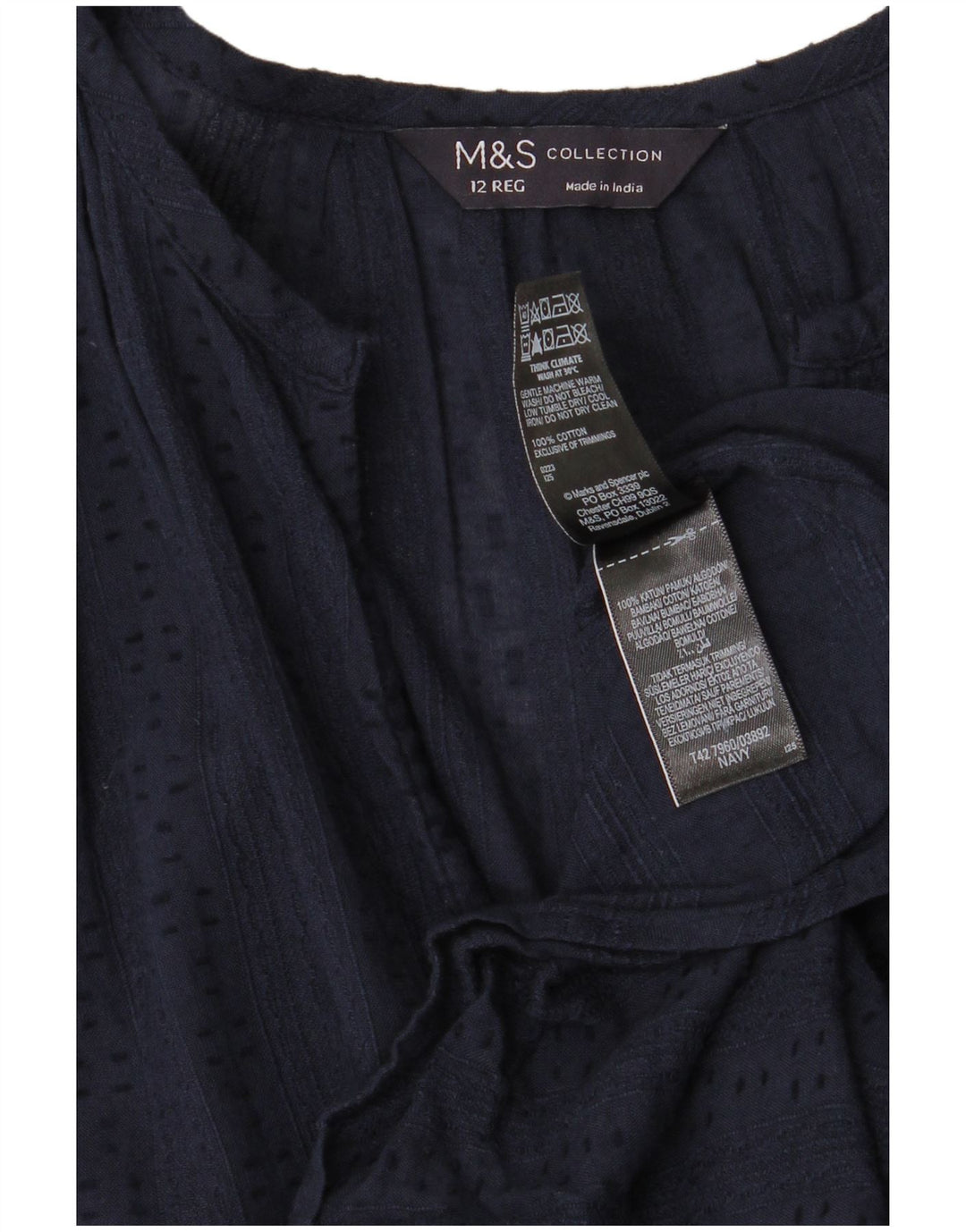 Marks & Spencer Robe à volants pour femme UK 12 Coton bleu marine moyen