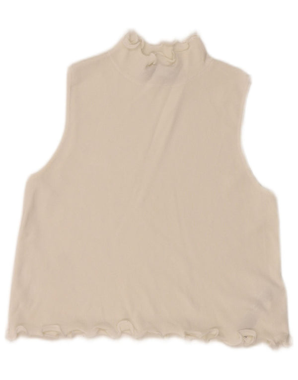 Zara Womens Crop Vest Top UK 10 Petit Viscose Blanche