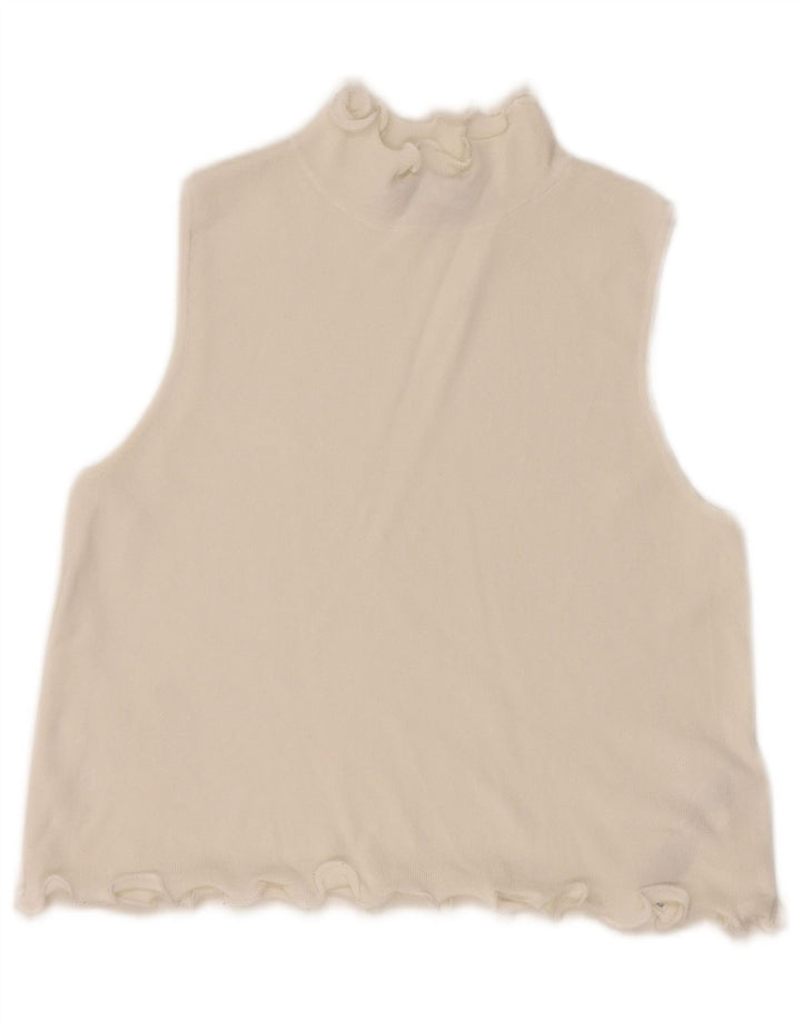 Zara Womens Crop Vest Top UK 10 Petit Viscose Blanche