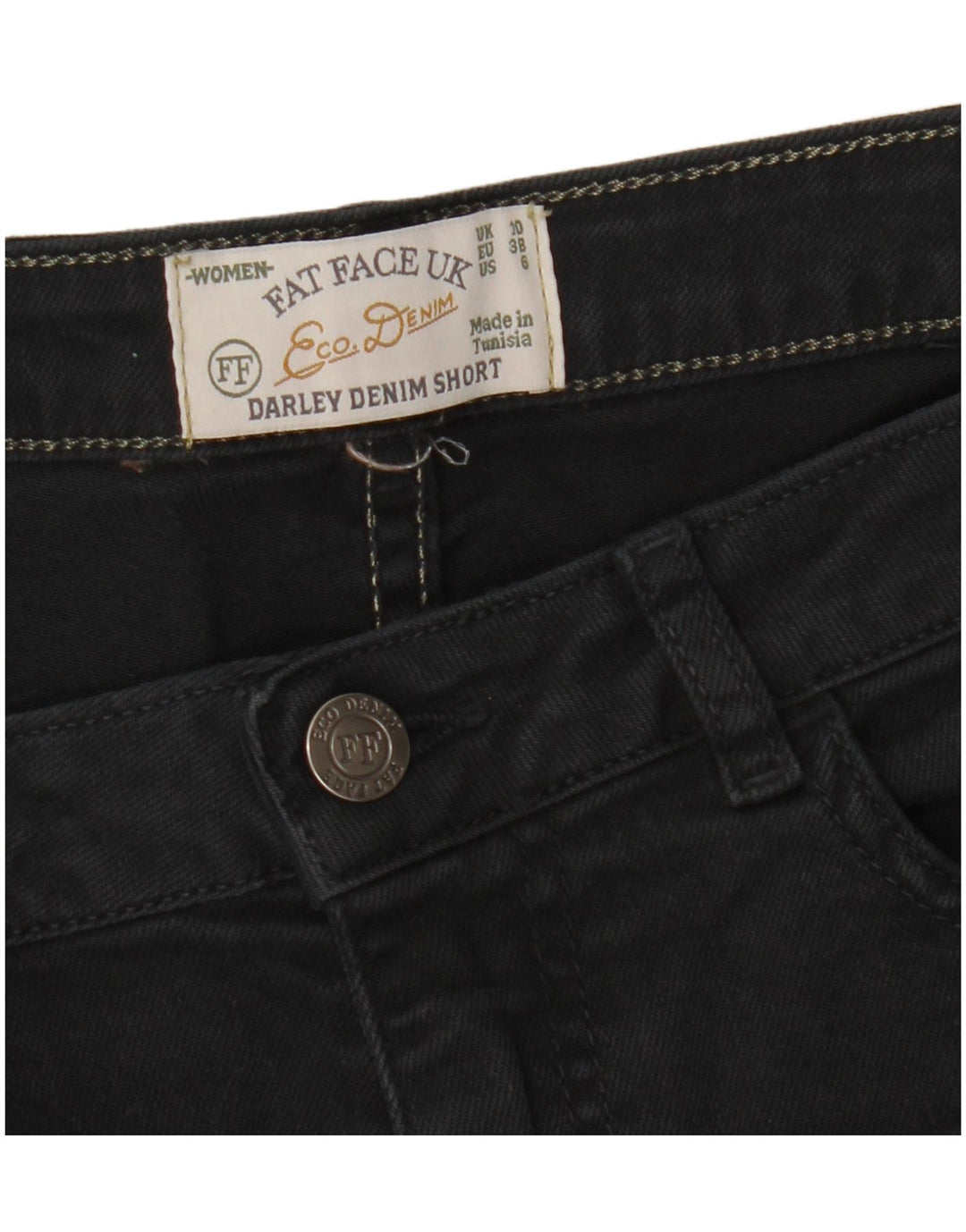 FAT FACE Short en jean pour femme UK 10 Small W26 Noir