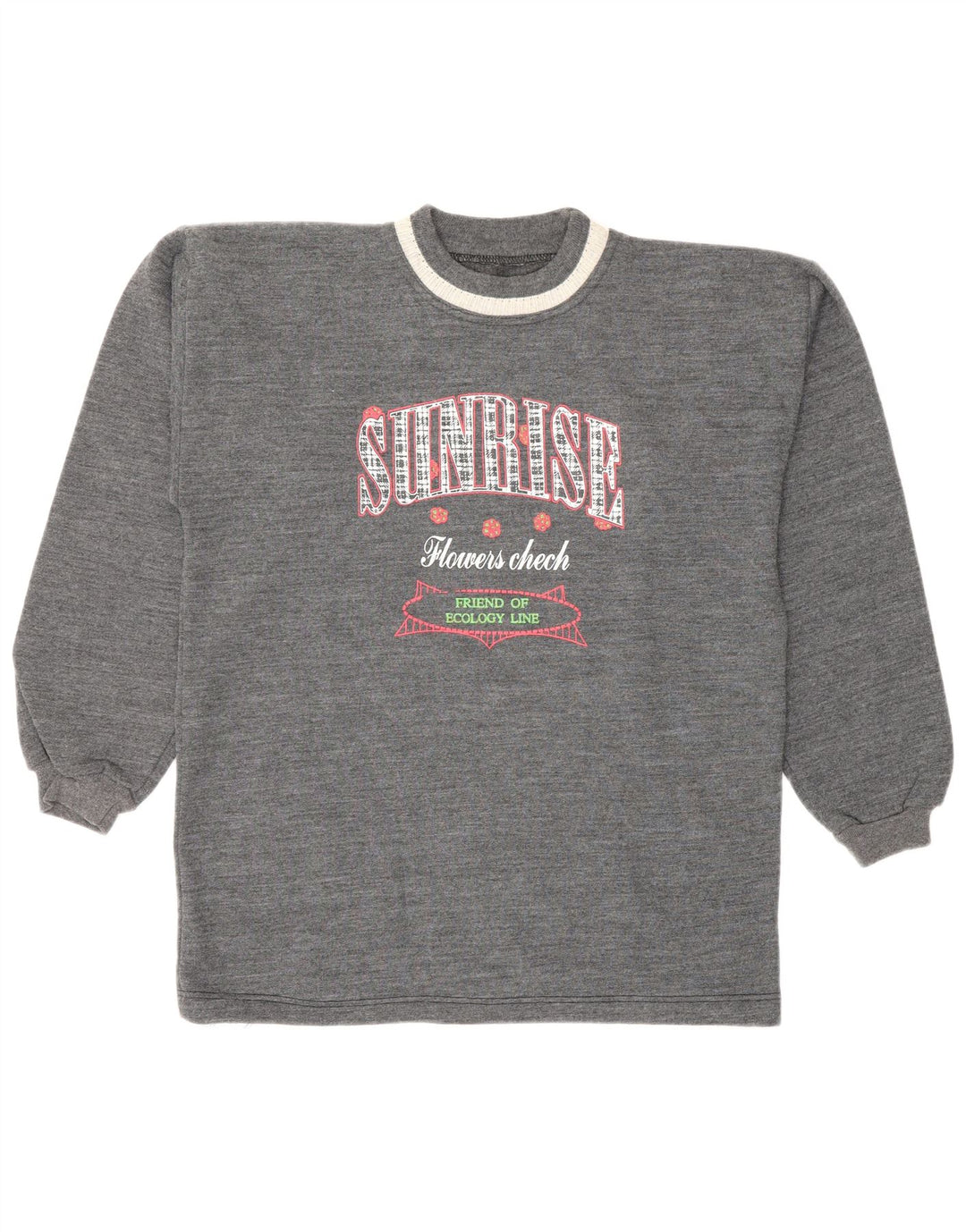 vintage Womens Graphic Sweatshirt Jumper UK 12 Gris Moyen