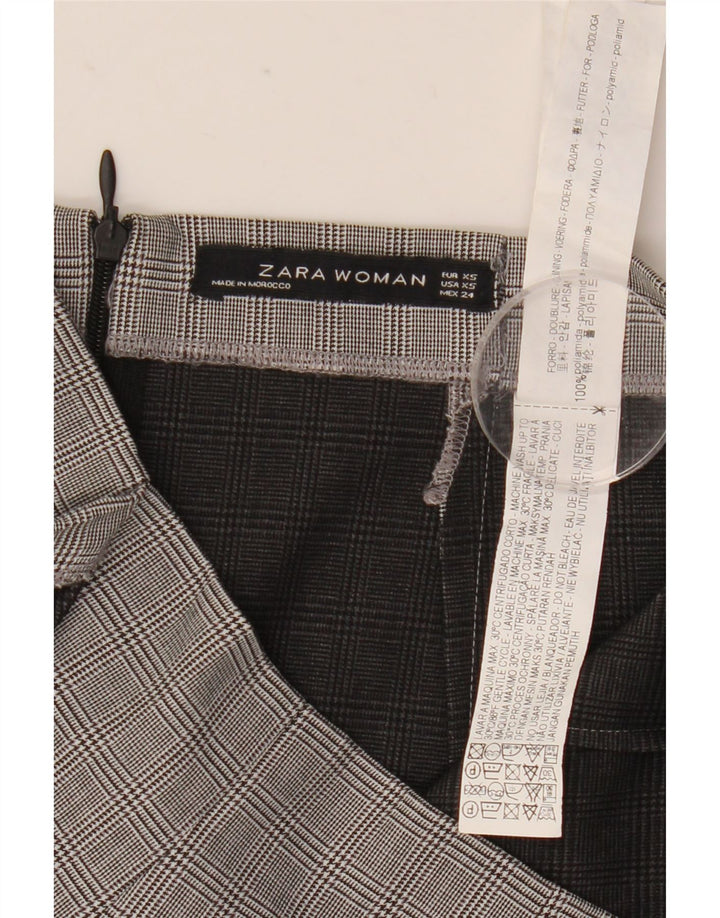 Zara Femme Mini Jupe Asymétrique XS W26 Gris Check Polyamide