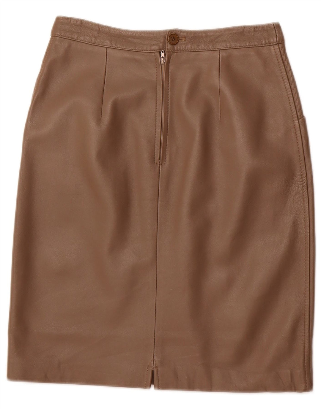 VINTAGE Jupe en cuir taille haute femme IT 42 Medium W26 Cuir marron