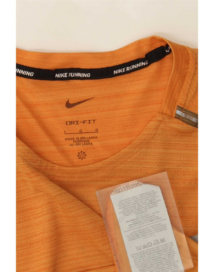 Nike T-shirt Dri Fit pour homme en polyester à fines rayures orange