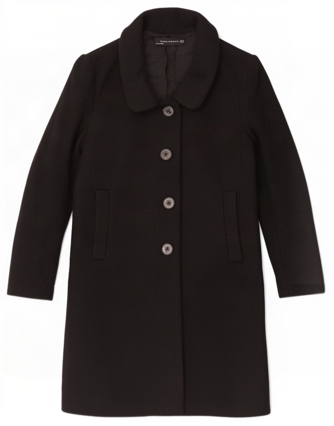 Zara Femme Pardessus UK 6 XS Laine Noire
