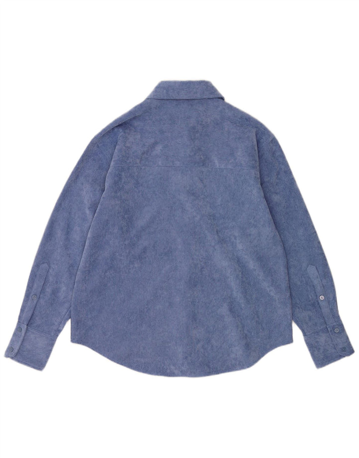 Zara Chemise en velours côtelé pour femme UK 14 Bleu moyen Polyester