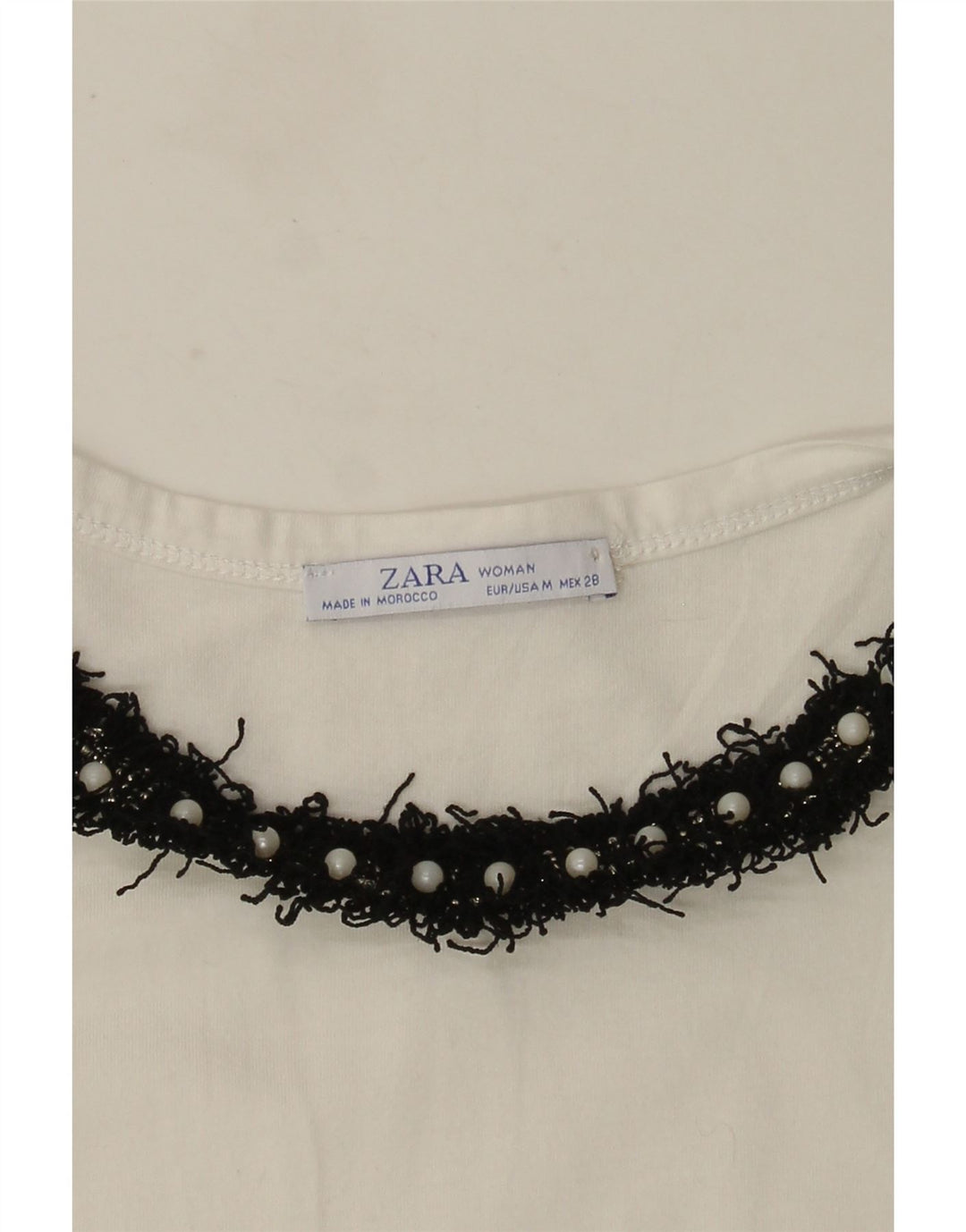 Zara Femme T-Shirt Top UK 12 Medium Blanc