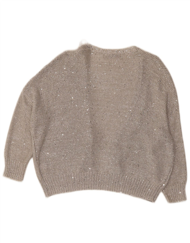 MARKS & SPENCER Pull cardigan ouvert à manches 3/4 pour femme UK 14 Large Gris