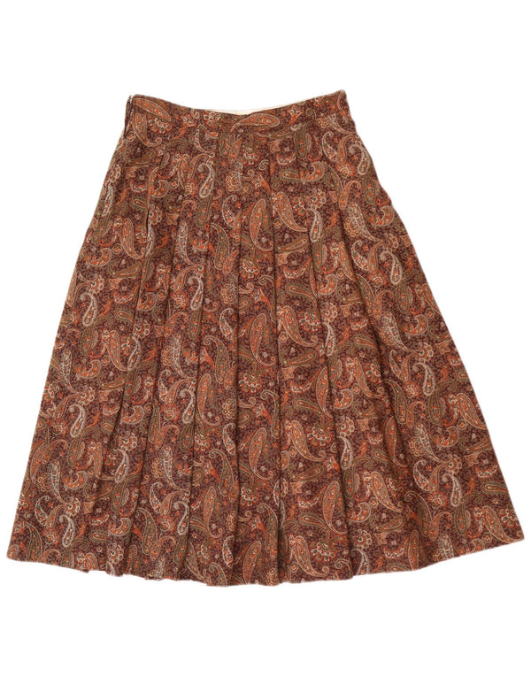 Jupe plissée couteau femme vintage IT 42 Medium W26 Brown Paisley