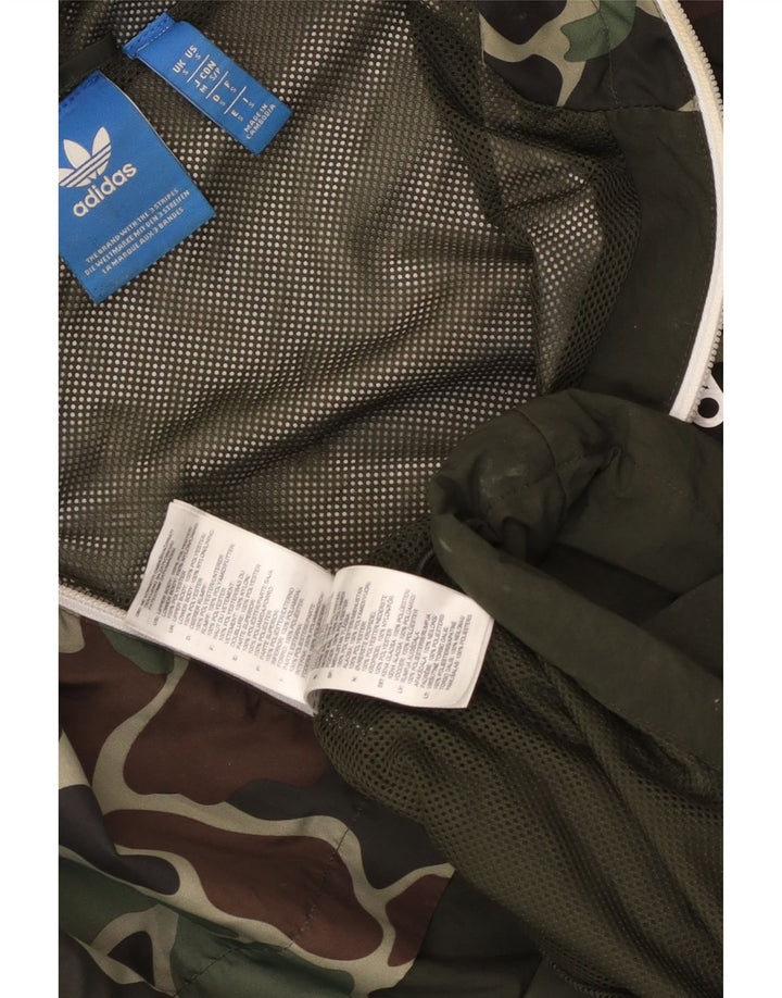 Adidas Veste de pluie à capuche pour homme UK 36 Petit Kaki Camouflage Polyester