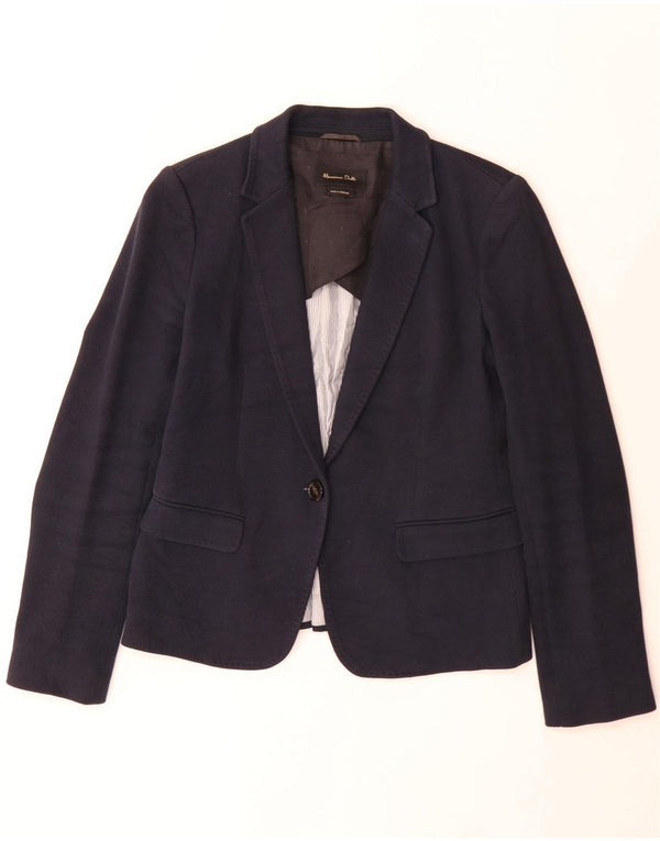 Massimo Dutti Veste Blazer 1 Bouton Femme EU 40 Coton Bleu Marine Moyen