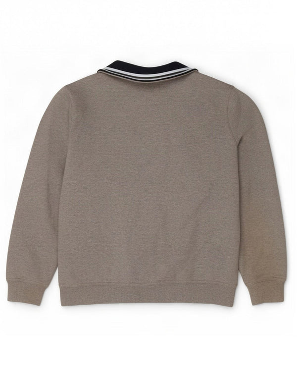 Crew Clothing Sweat-shirt à col zippé pour homme en coton gris Taille L