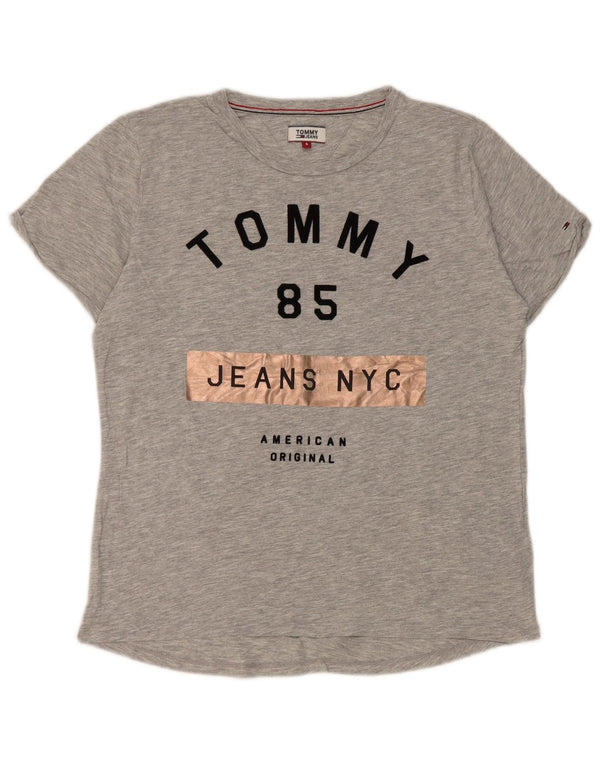 Tommy Hilfiger T-shirt graphique pour femme UK 10 Petit gris moucheté