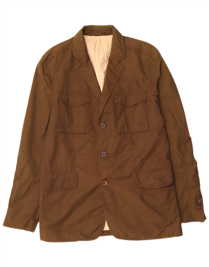 Massimo Dutti Veste Blazer 3 Boutons Homme EU 52 Grand Coton Marron