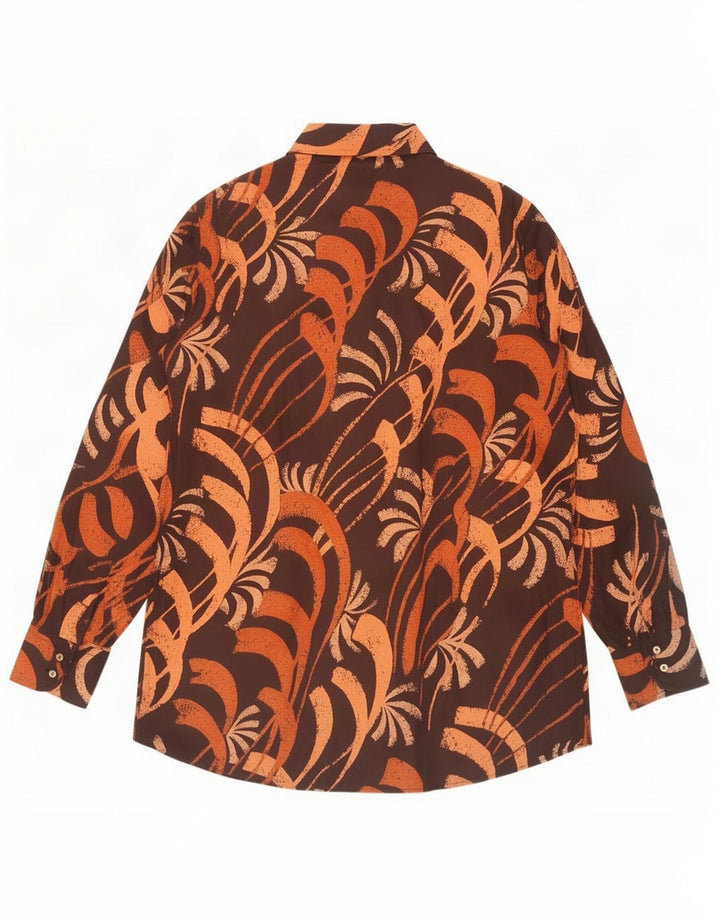 Chemise à motif abstrait vintage pour hommes marron moyen