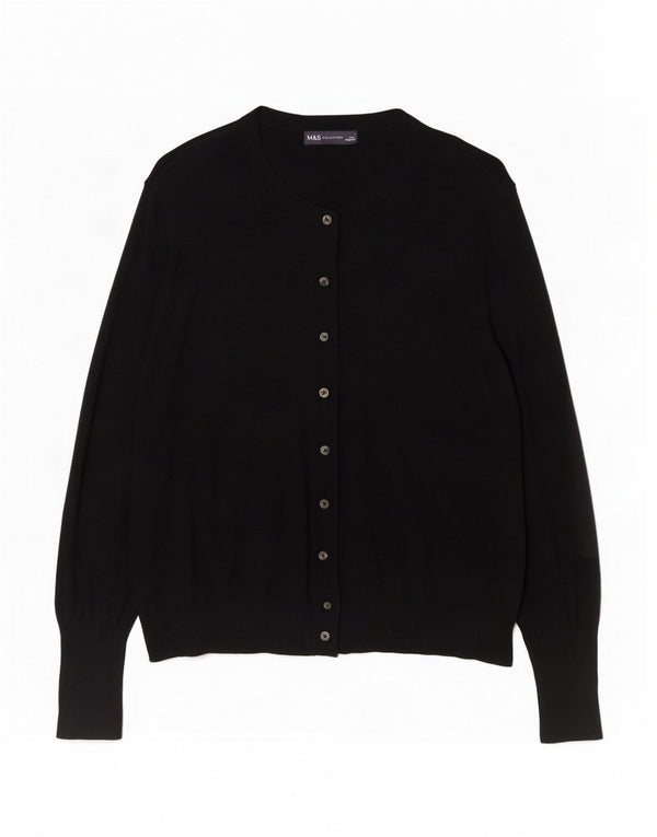 Marks & Spencer Pull Cardigan Femme UK 20 2XL Noir Viscose