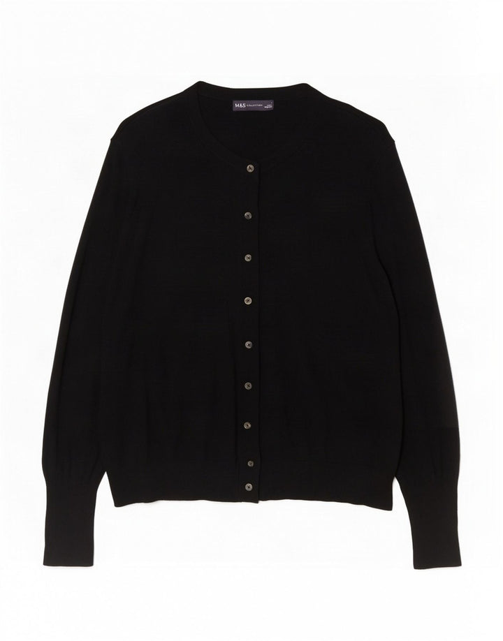 Marks & Spencer Pull Cardigan Femme UK 20 2XL Noir Viscose