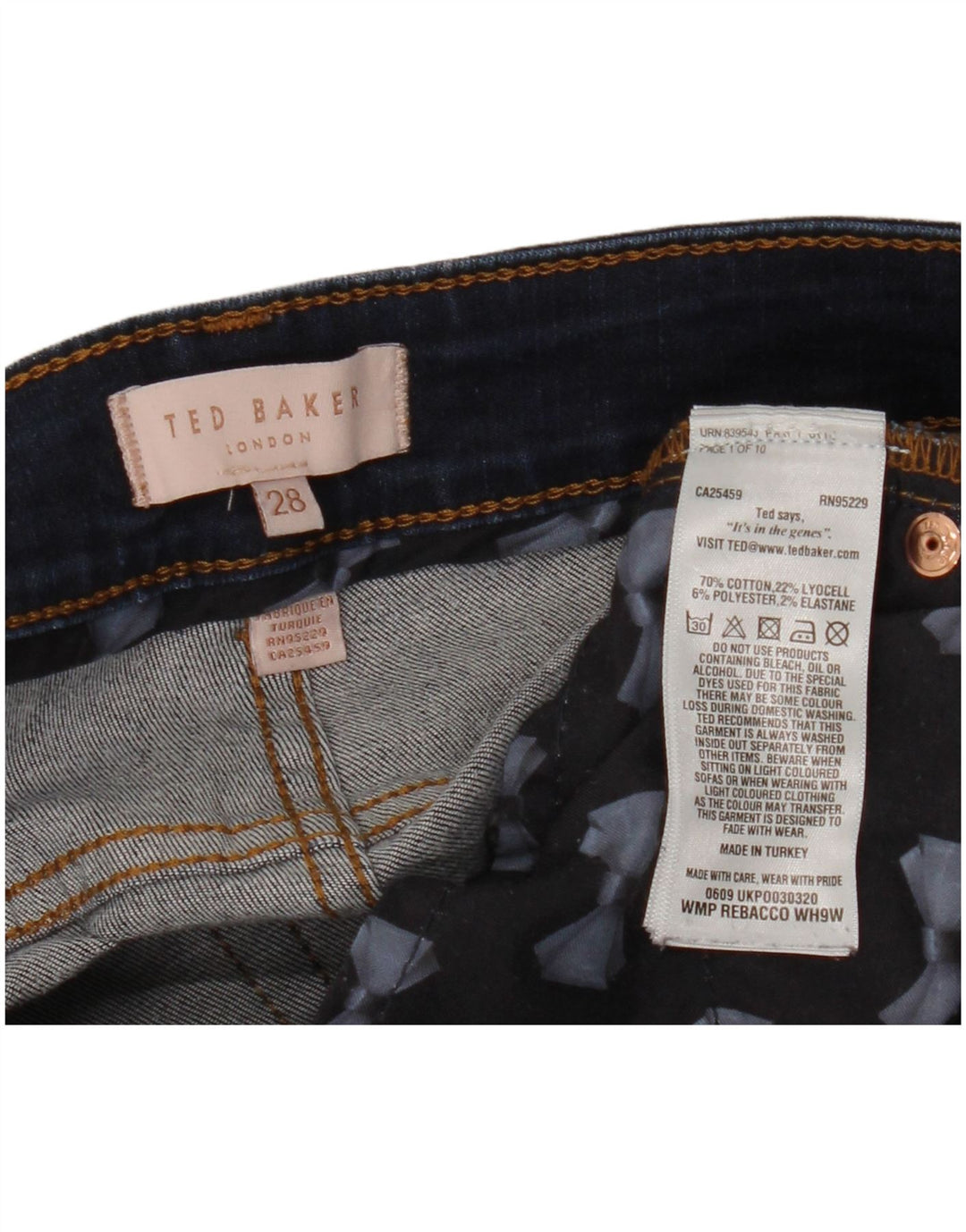 TED BAKER Jean Skinny Femme W28 L27 Bleu Marine Coton