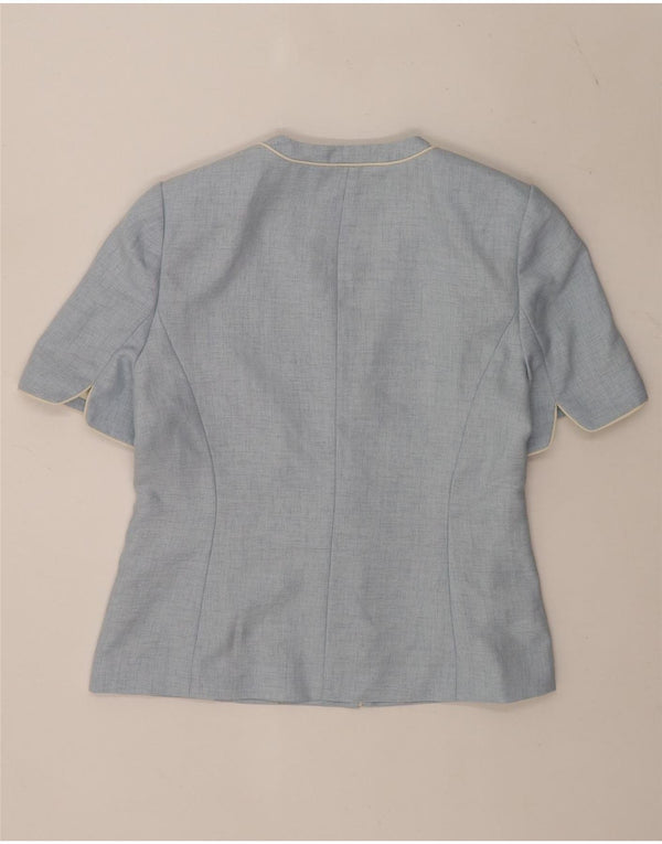 Jacques Vert Veste blazer à manches courtes pour femme 1 bouton UK 14 Large Bleu