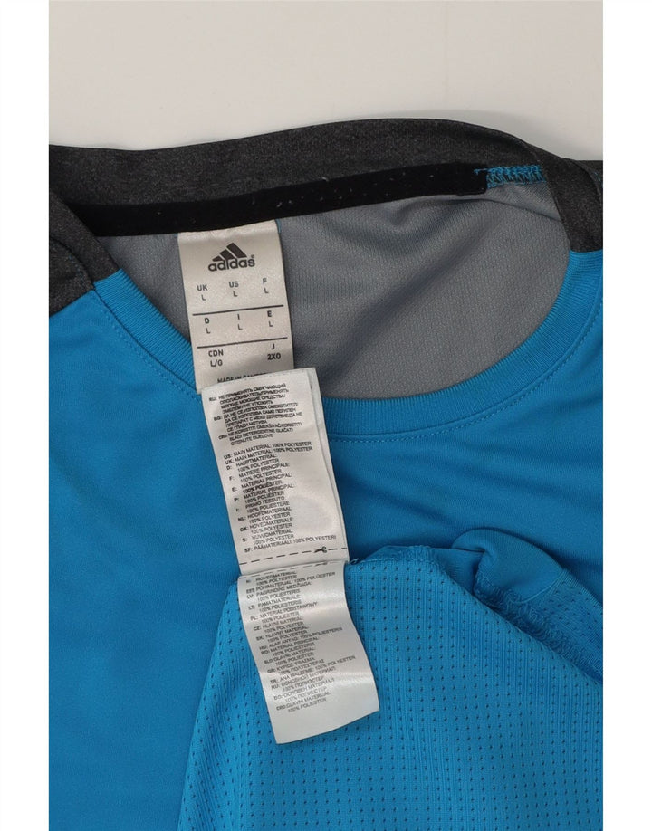 Adidas T-Shirt Homme Haut Large Bleu Colorblock Polyester