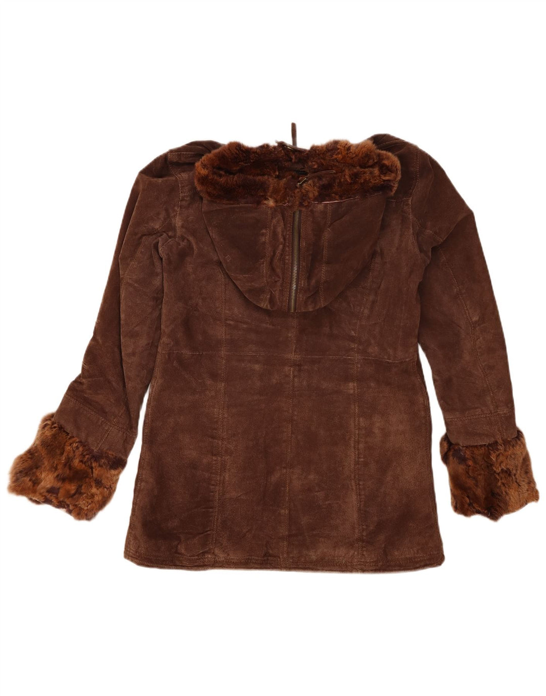 Conbipel Veste coupe-vent à capuche en daim pour femme UK 14 Cuir marron moyen